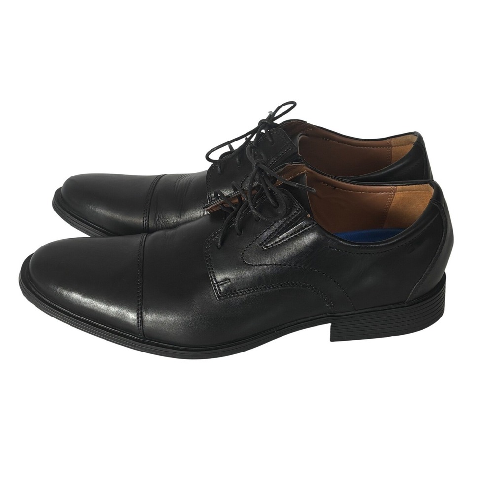 Clarks Whiddon Cap Mens Black Leather Cap Toe Oxford Dress Shoes Size 12 M - Picture 5 of 9